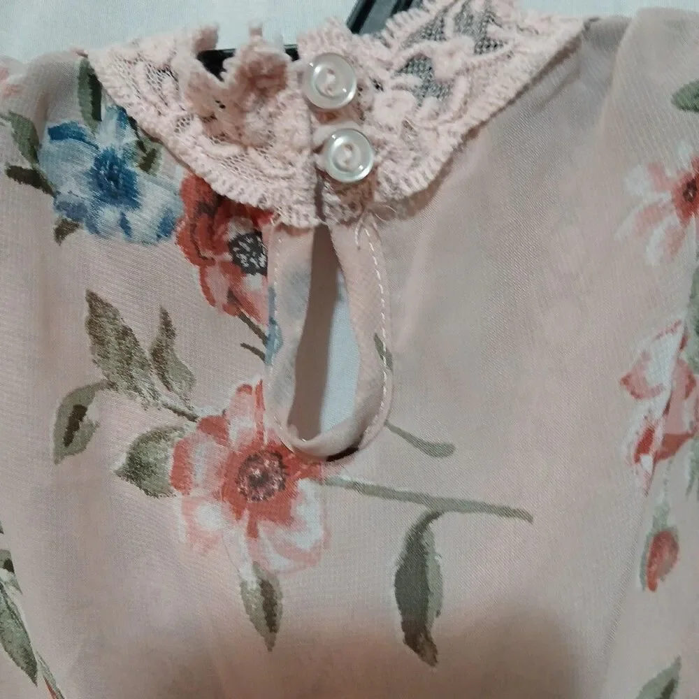 BEAUTEES Girls Pink  Lace Floral Dress Size S